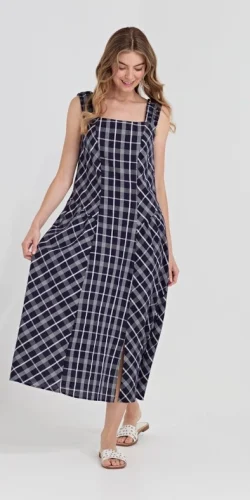 Verge Checkmate Dress in ink