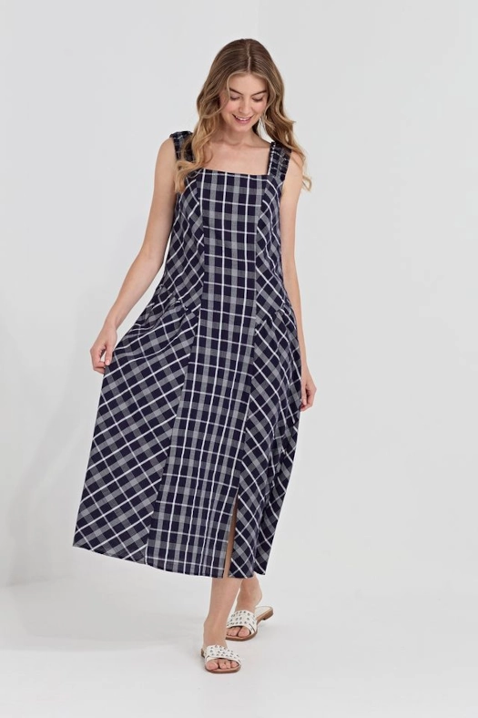 Verge Checkmate Dress in ink